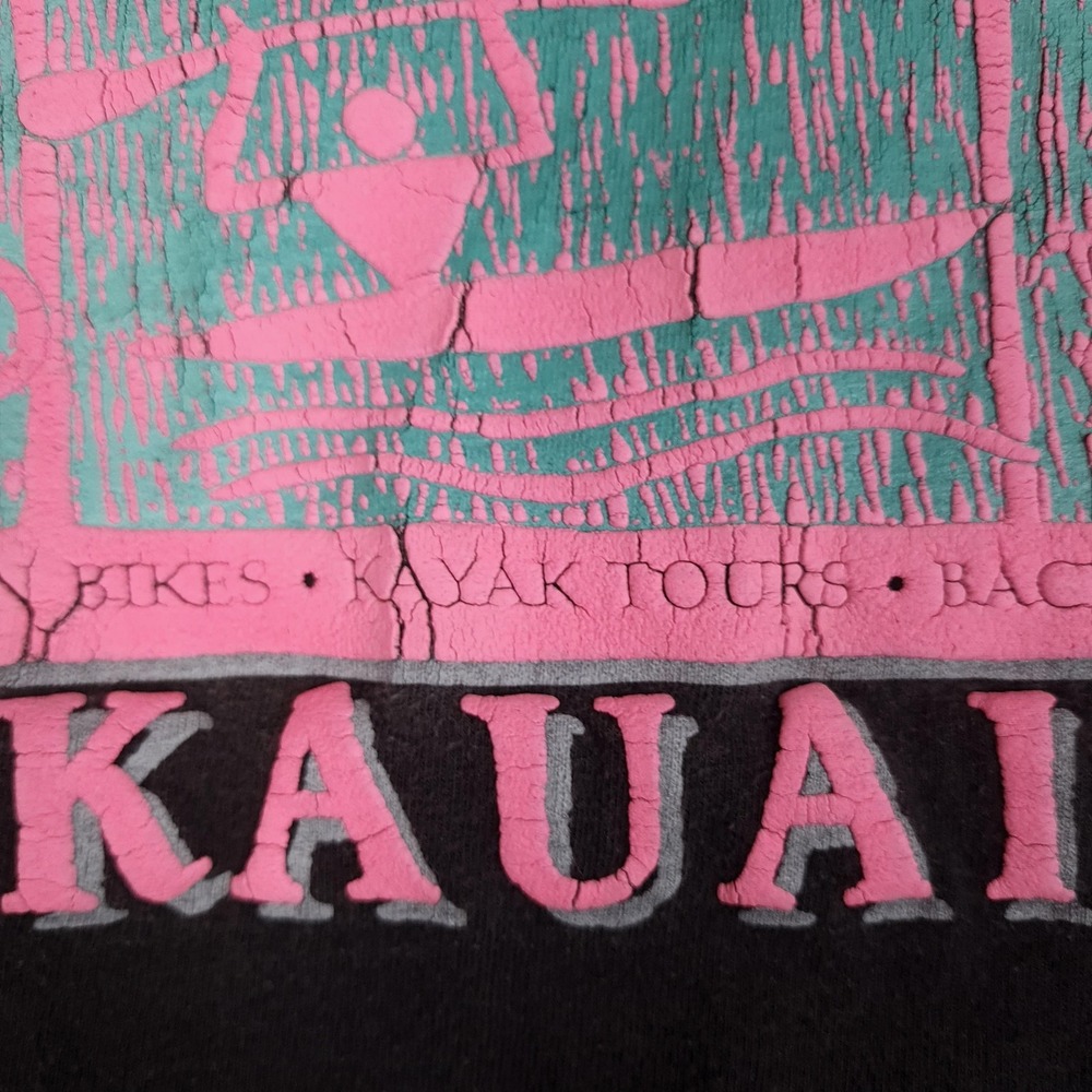 Vintage Outfitters Kauai Shirt Mens Large Black Kayak Hiking Graphic 90s USA - Picture 10 of 16